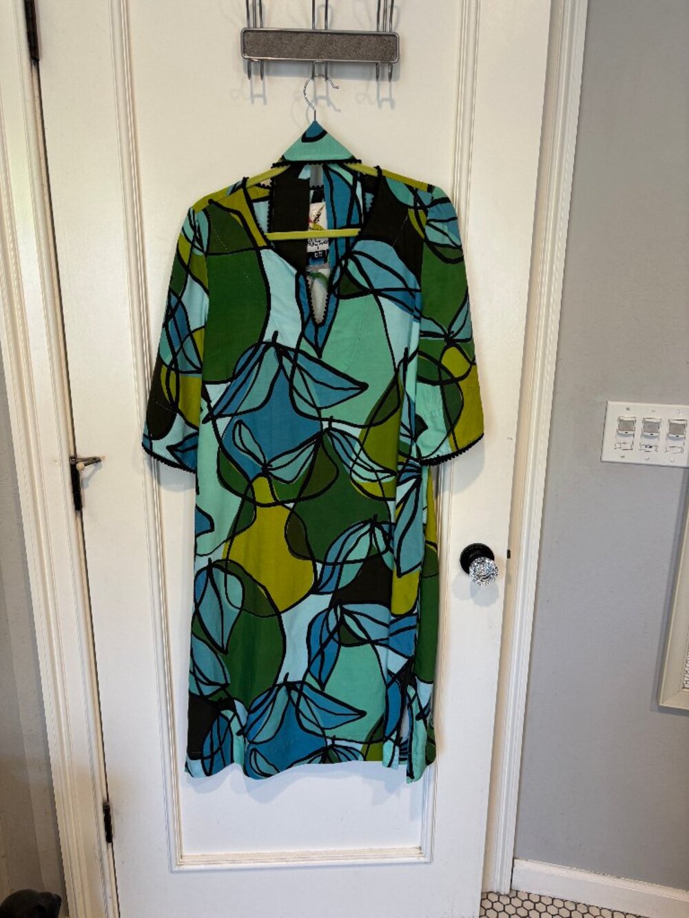 Lesley Evers Green Pears Print Dress (XL)